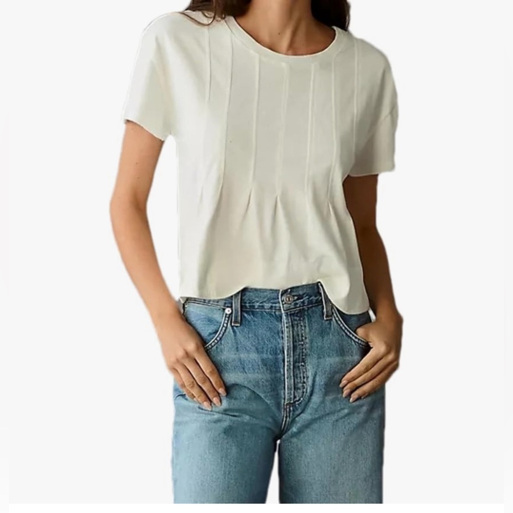 NWT WHITE CROP TUNIC TOP-S - Picture 4 of 14